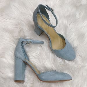Marc Fisher light blue suede mary jane heels